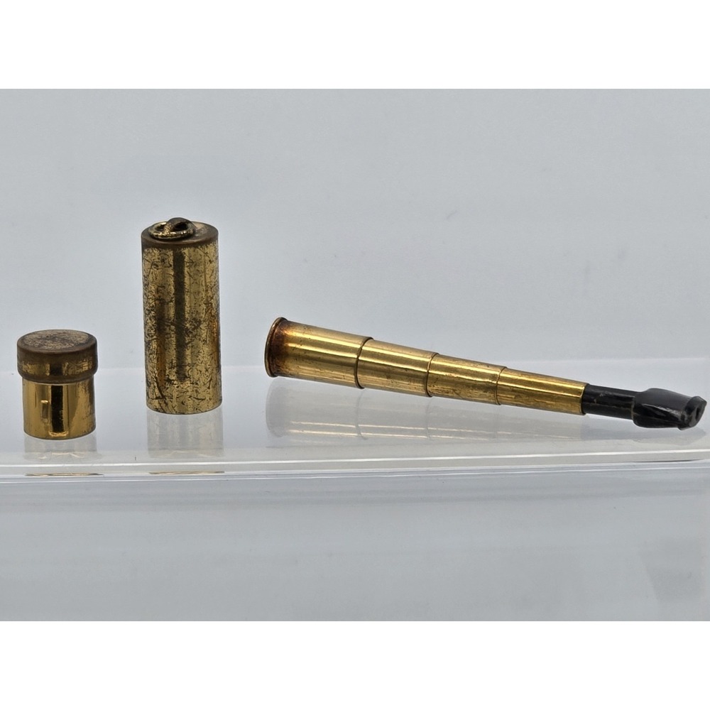 Vintage Scope Brass Telescoping Cigarette Holder With Container